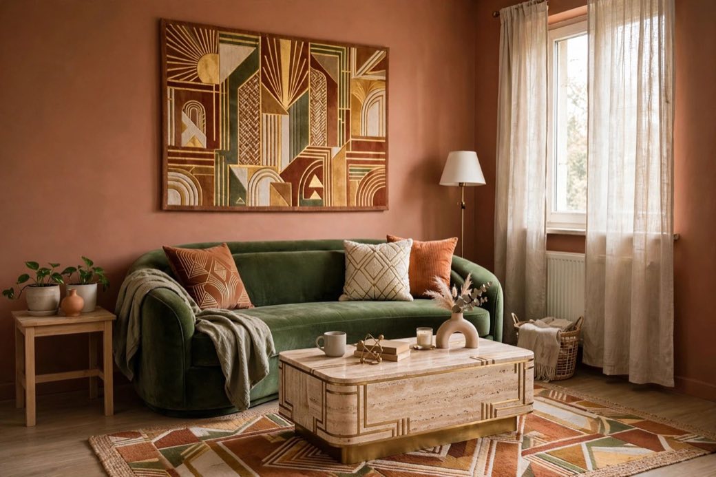 Muse Image art-deco living room interior render