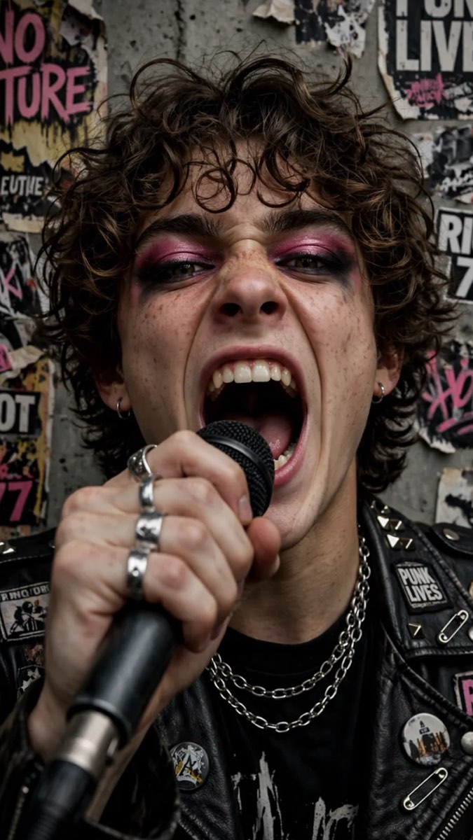 Muse Image expressive close-up portrait of a punk singer