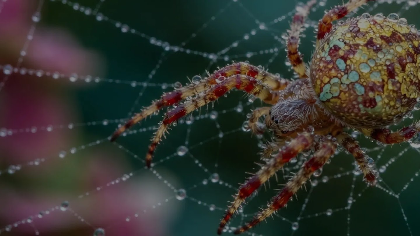 Official Google DeepMind Nano Banana 2 Lite example showing a colorful spider covered in water droplets on its web.
